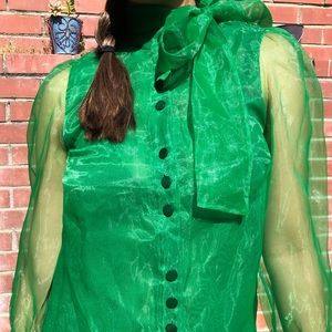 Zara Green Bow-Tie Neck Top